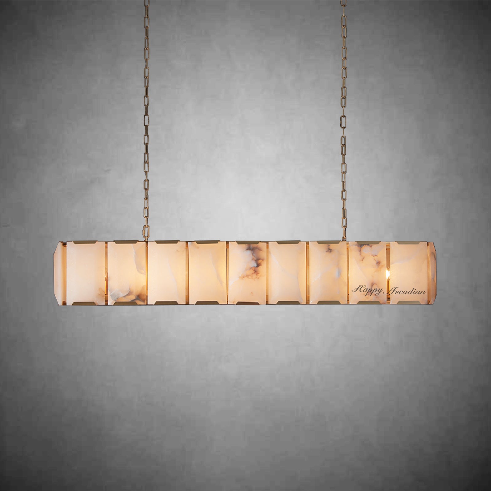 Halloway Calcite Rectangular Chandelier for Dining Room Bedroom