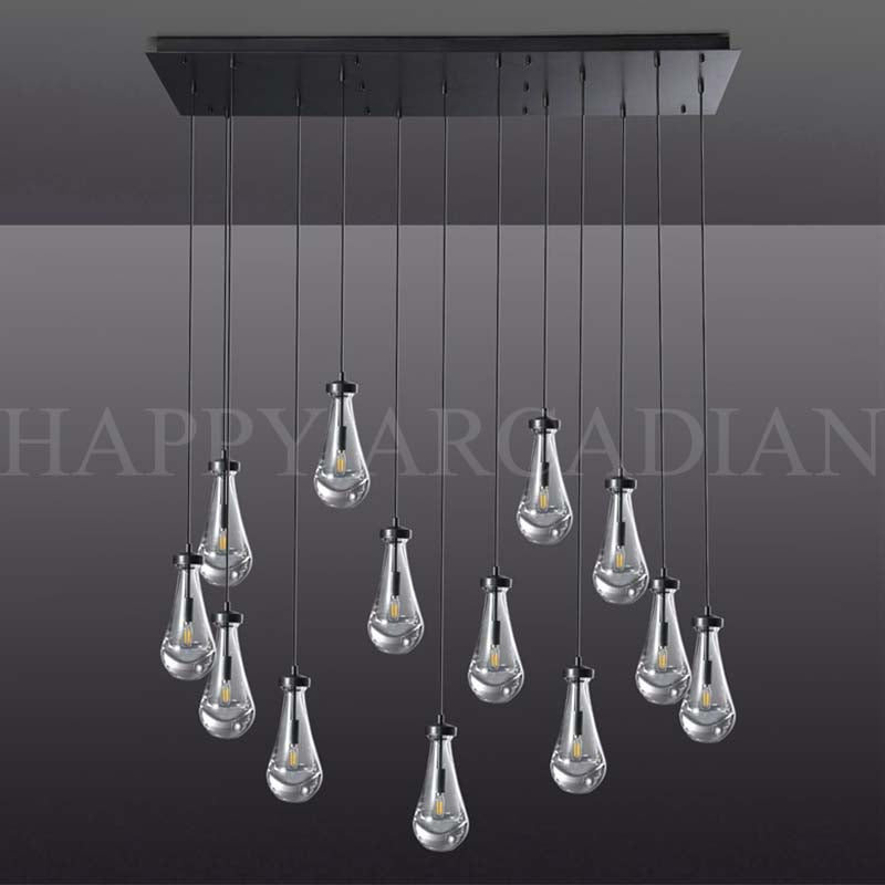 HA Raindrop Glass Linear Chandelier 54"