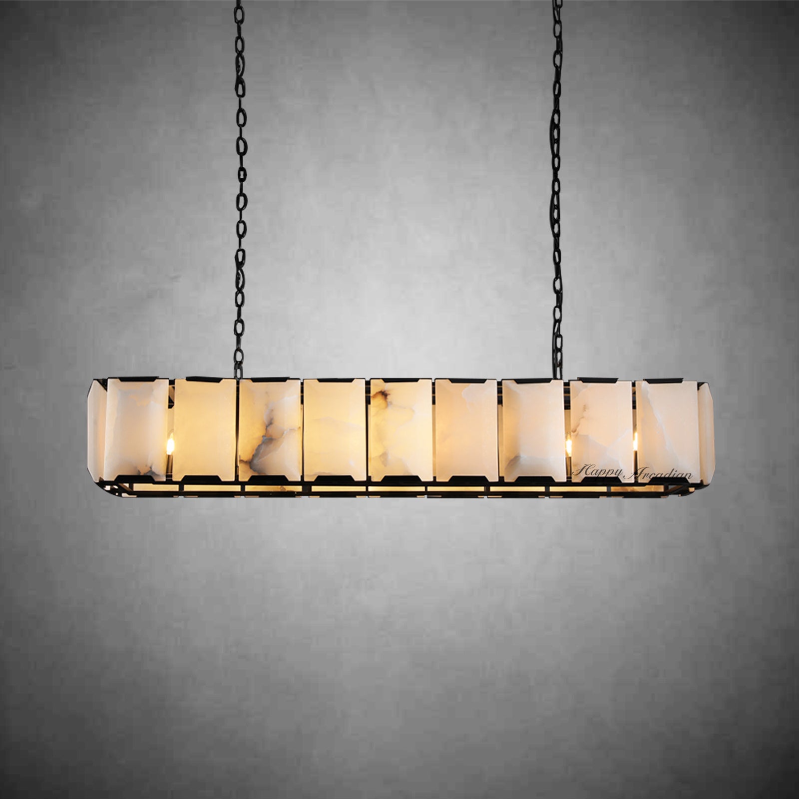 Halloway Calcite Rectangular Chandelier for Dining Room Bedroom