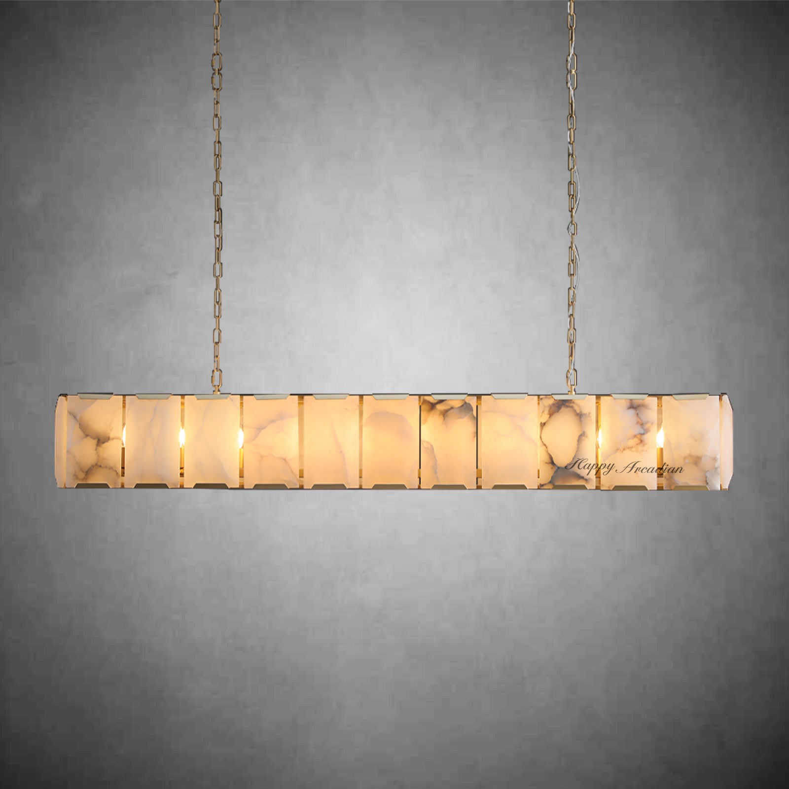 Halloway Calcite Rectangular Chandelier for Dining Room Bedroom