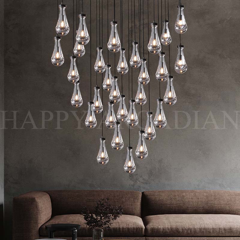 HA Raindrop Glass Round Chandelier 60"