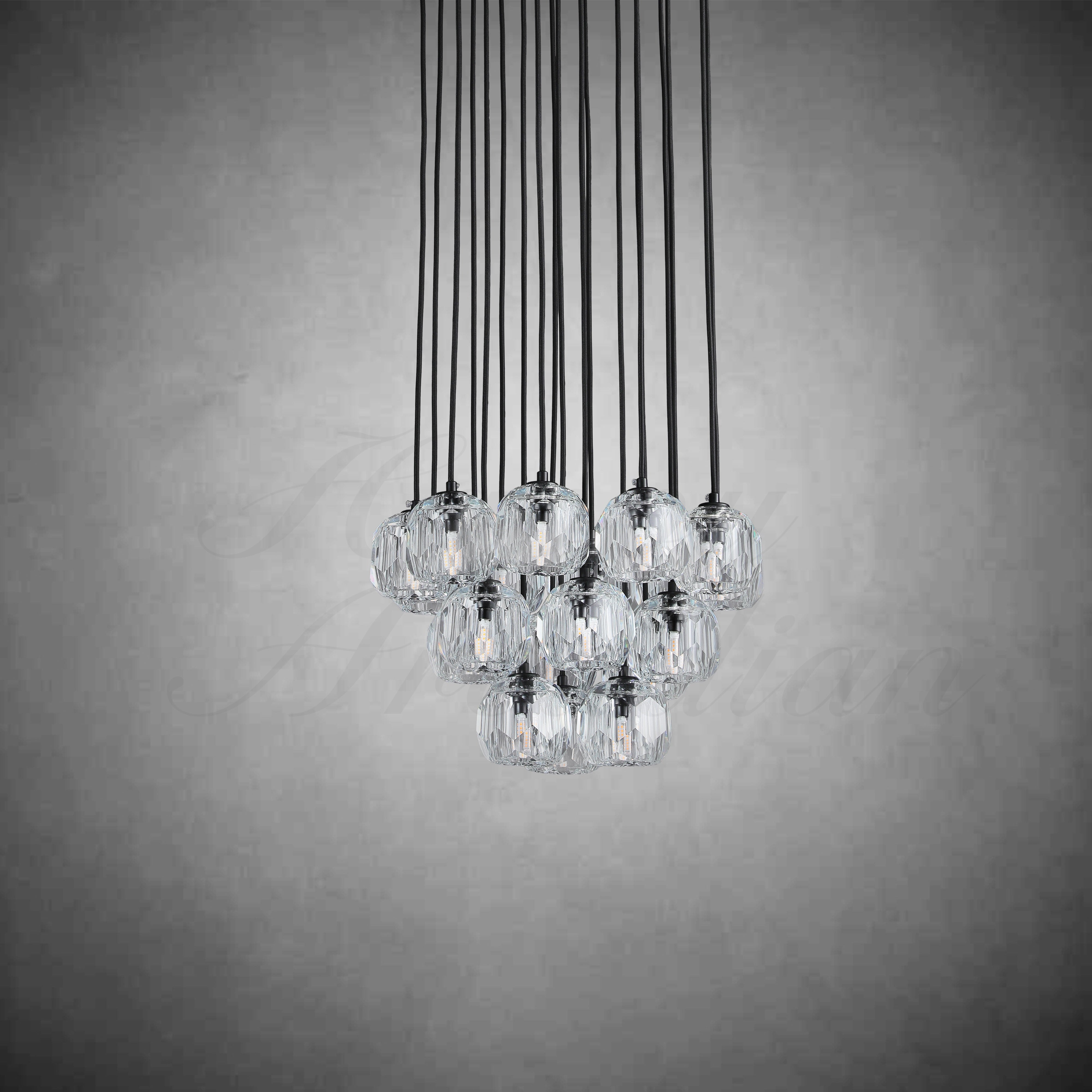 HA Bola De Crystal Round Cluster Chandelier 30" 40''