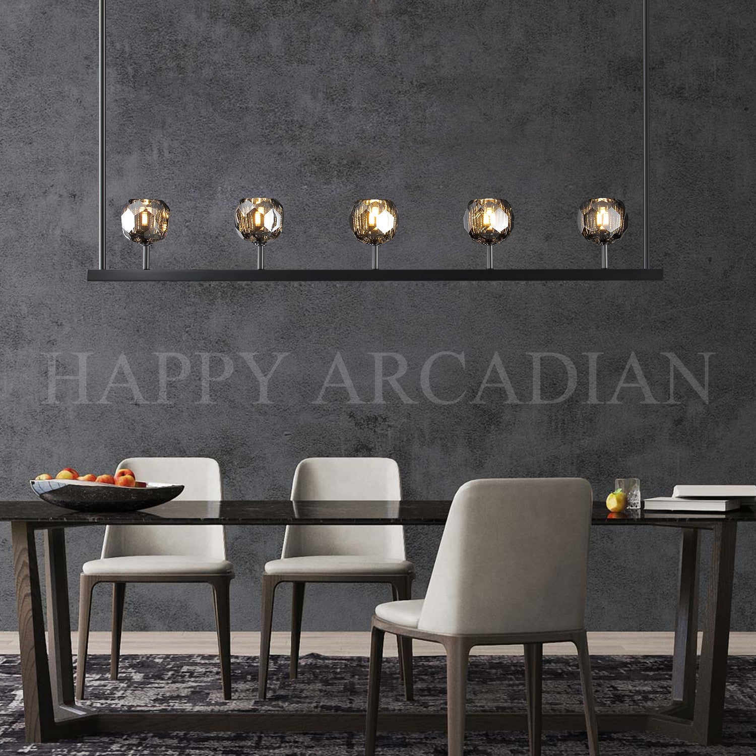 HA Bola De Smoke Glass Linear Chandelier 48" for Living room