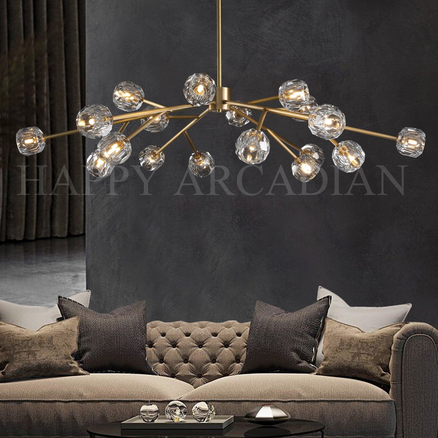 HA Bola De Clear Crystal Round Chandelier 60"