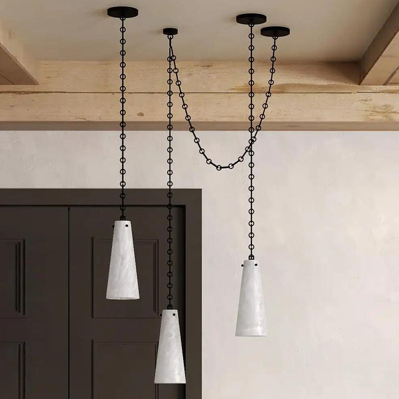 Contemporary Casey Chandelier 5-Light Vintage Alabaster Pendant Cluster