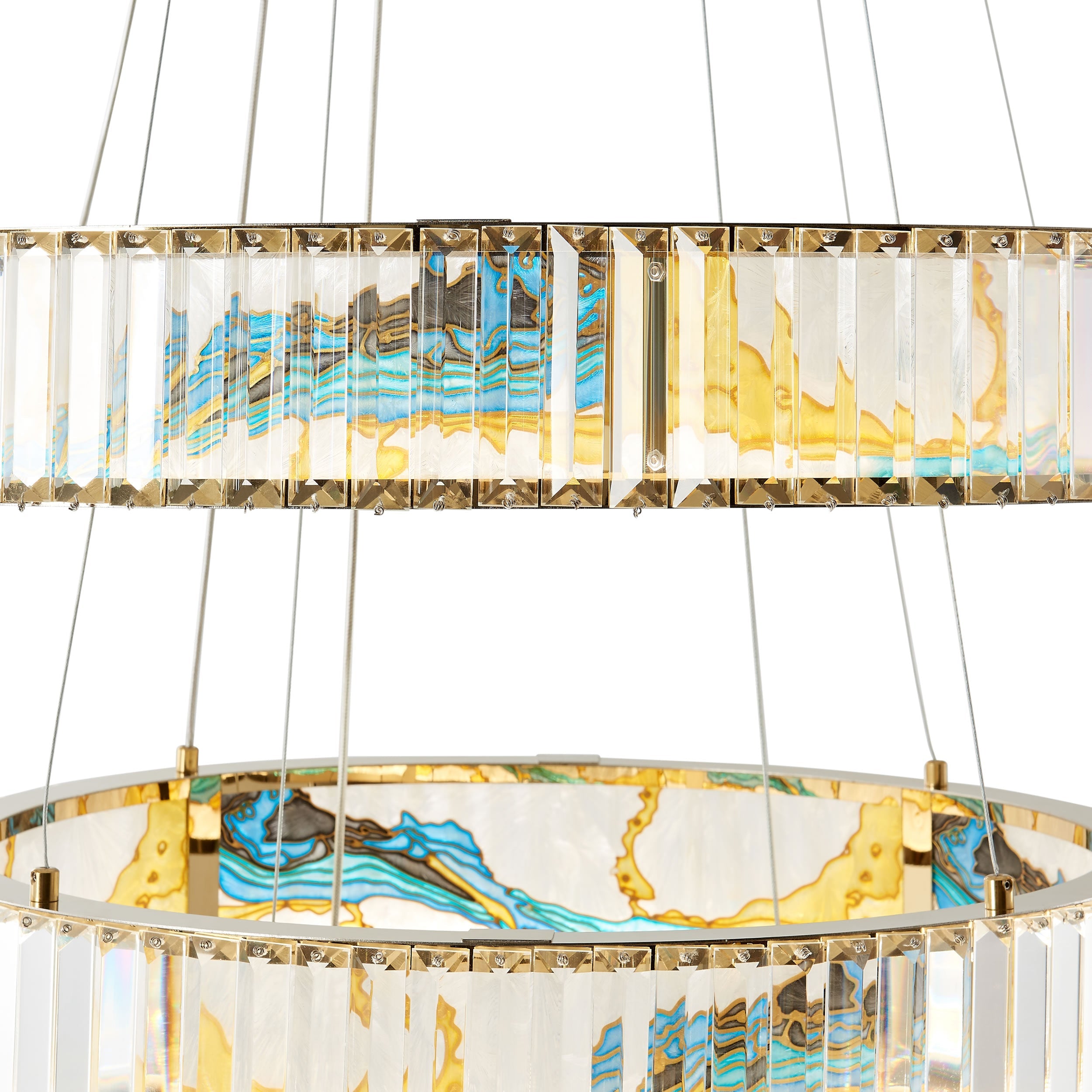 Sharyn Colorful Three Tiers Round Crystal Chandelier