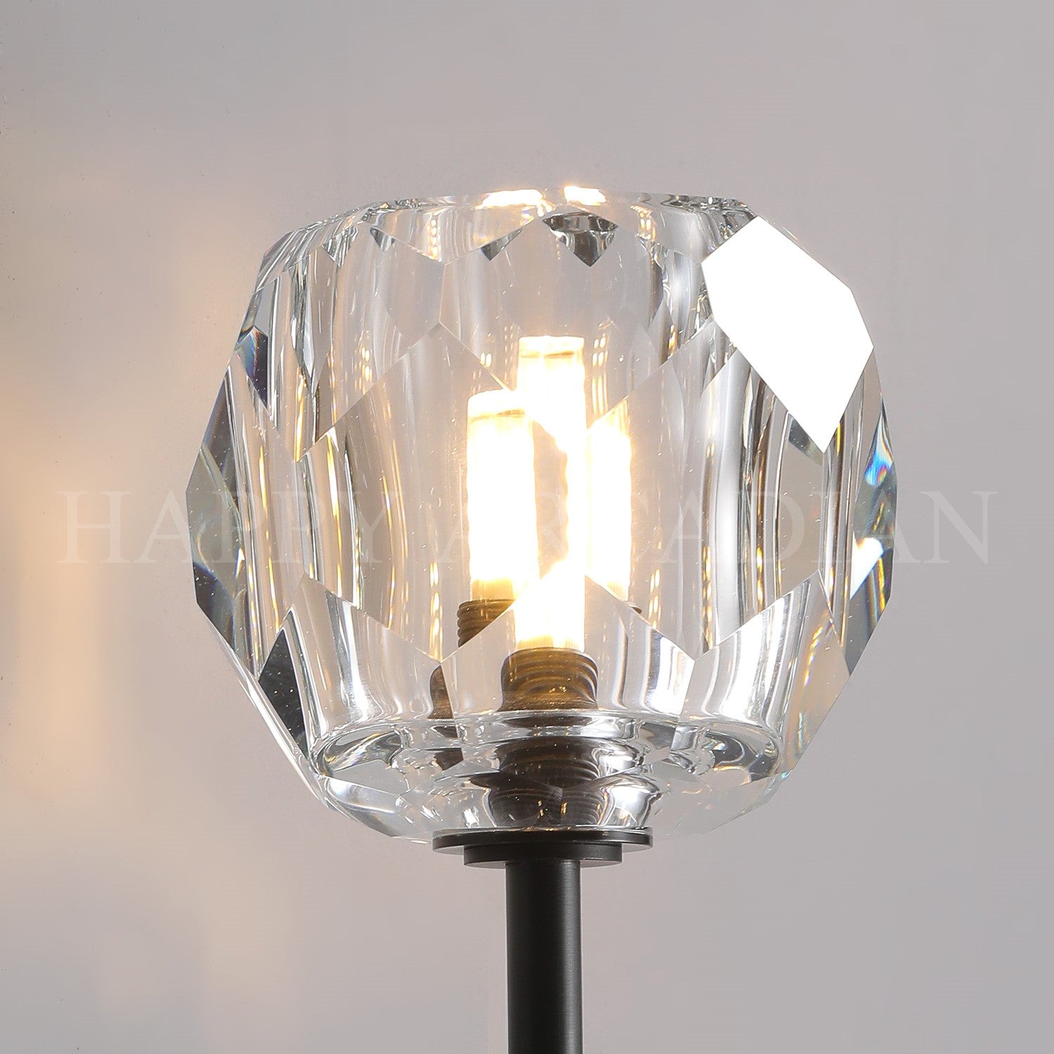 HA Bola De Long Style Clear Crystal Wall Sconces