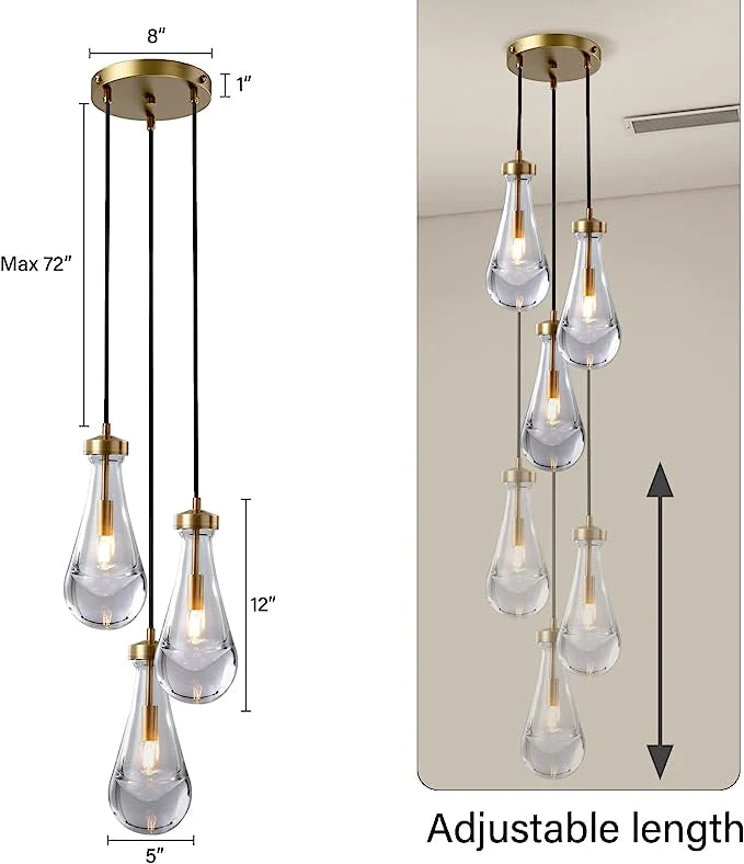HA Raindrop 3 Lights Pendant Lamp, Mini Kitchen Island Lamp