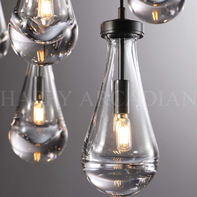 HA Raindrop Round Chandelier Glass Chandelier 36",13-Lights