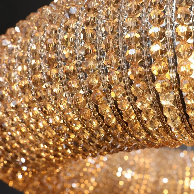 Amber Luxury Crystal Smoke Round Chandeliers