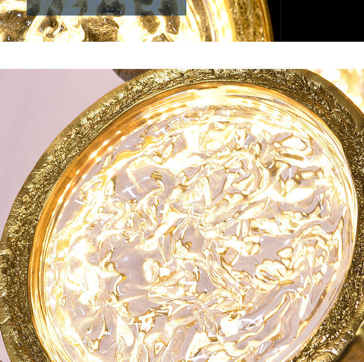 Modern Copper LED Circular Luxury Light Fixture. Staircase Chandelier Kevin Studio