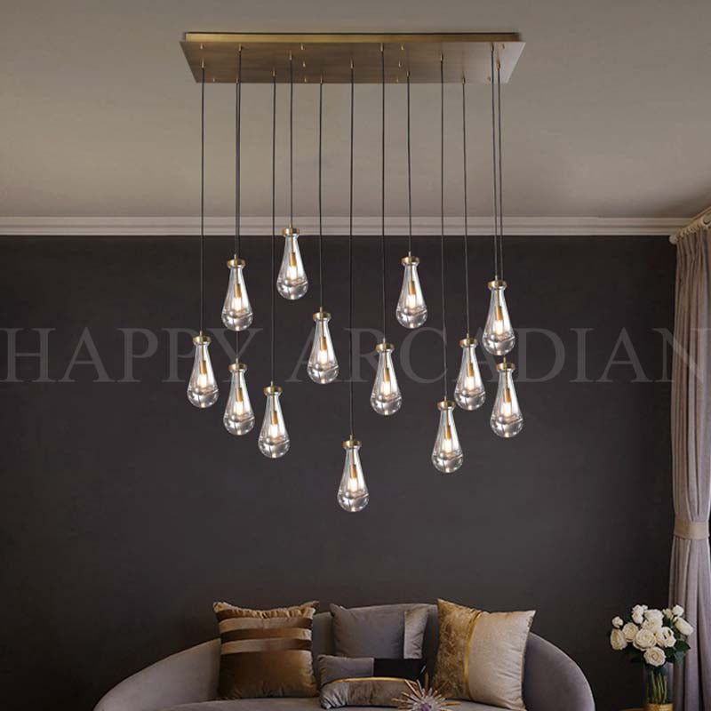 HA Raindrop Glass Linear Chandelier 54"
