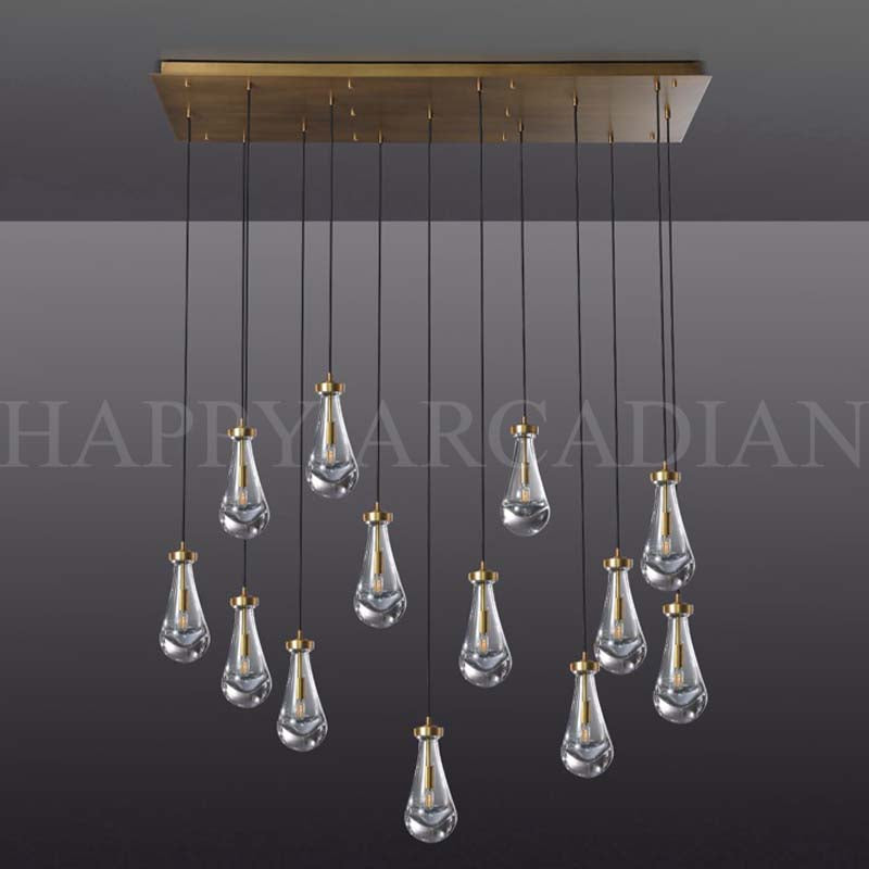 HA Raindrop Glass Linear Chandelier 54"