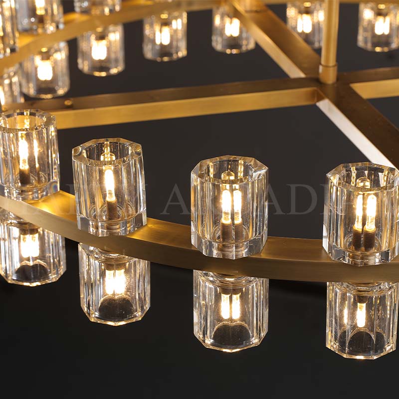 HA Harrison Crystal Round Vintage Candle Chandelier 36" Dining Room