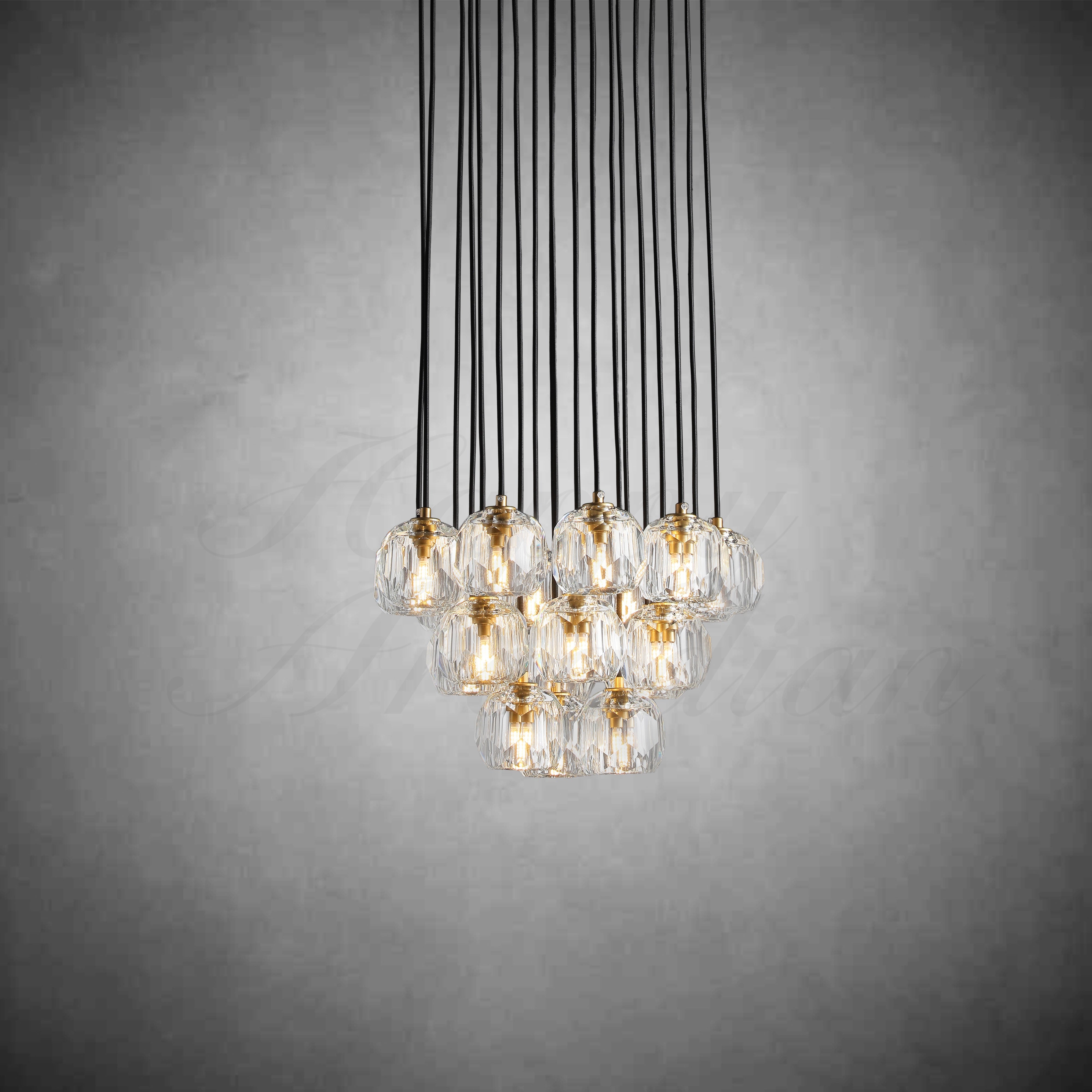 HA Bola De Crystal Round Cluster Chandelier 30" 40''