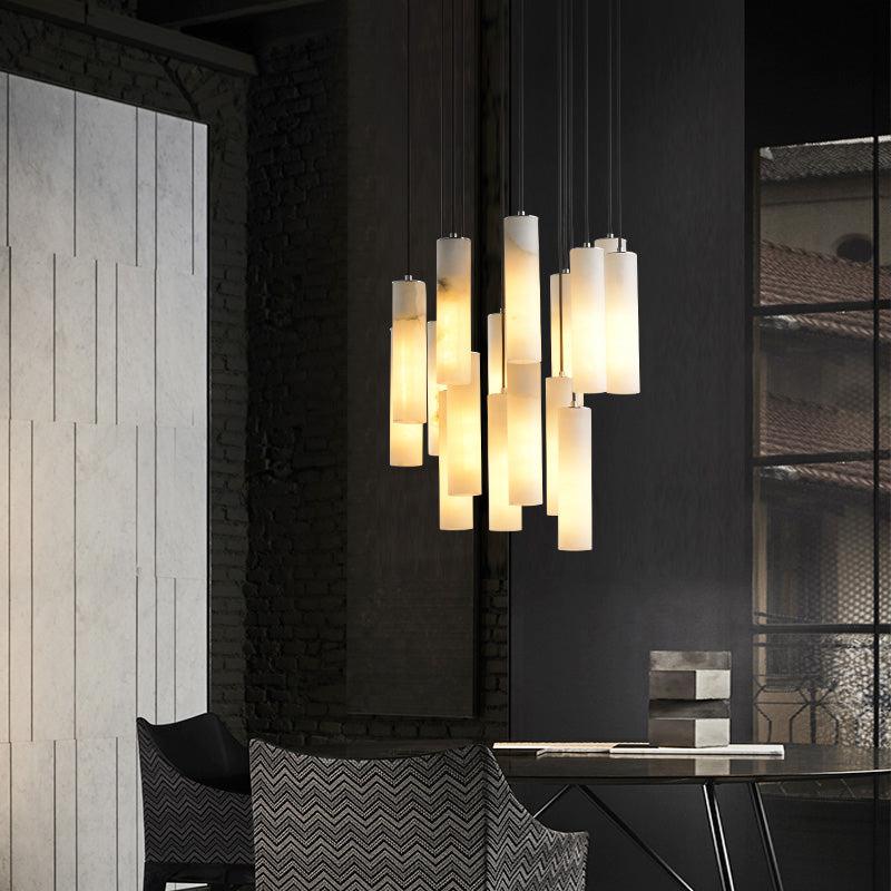 Violet Alabaster Modern Art Linear Chandeliers Fixture
