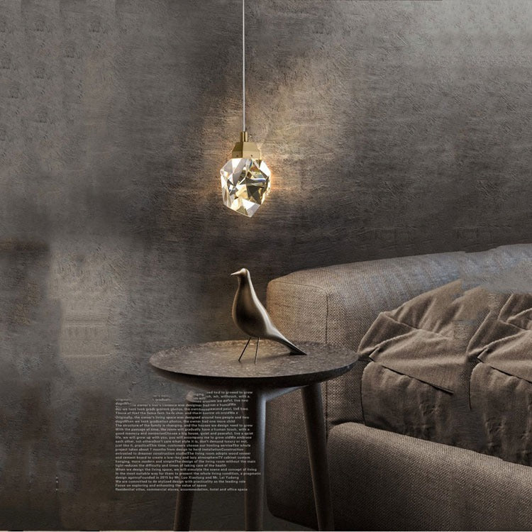 JC Faceted Crystal Masonry Pendant Light, Brass