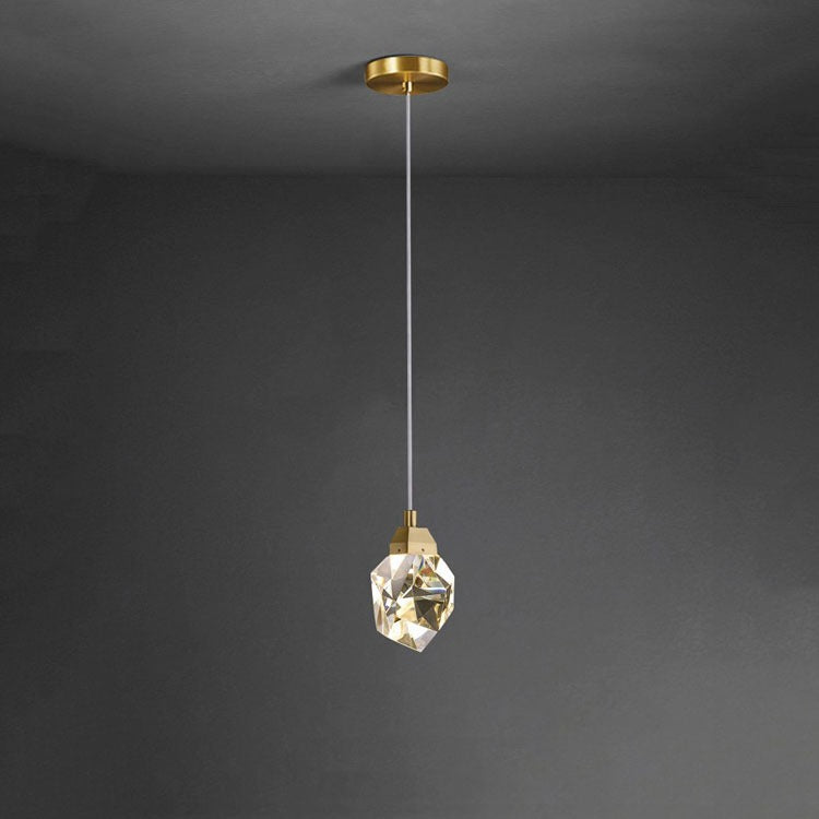 JC Faceted Crystal Masonry Pendant Light, Brass