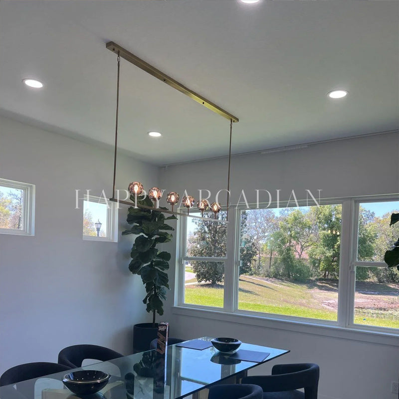 HA Bola De Modern Cristal Crystal Linear Chandelier 60"