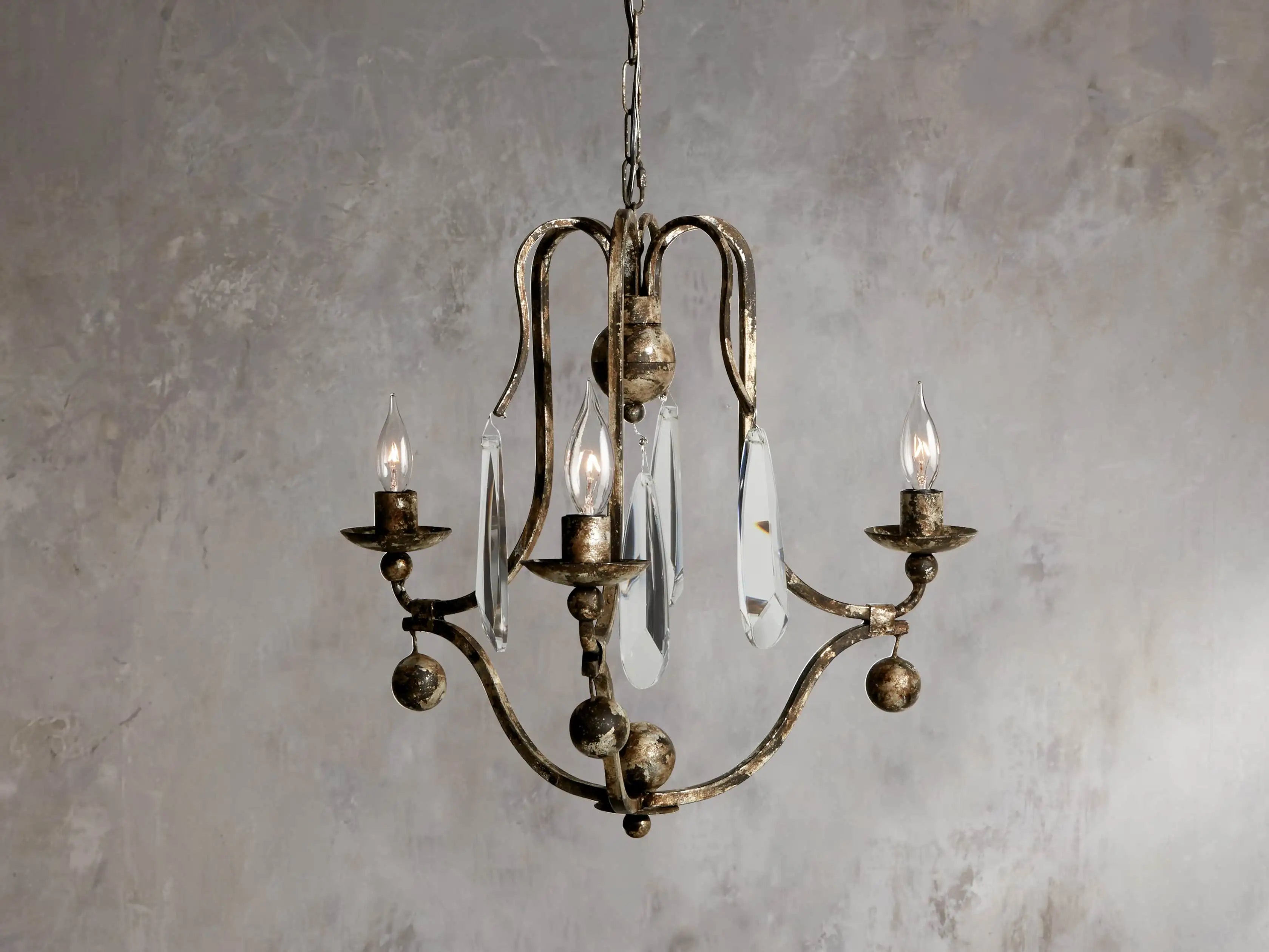 Gothic 3 Light Chandelier- Silver