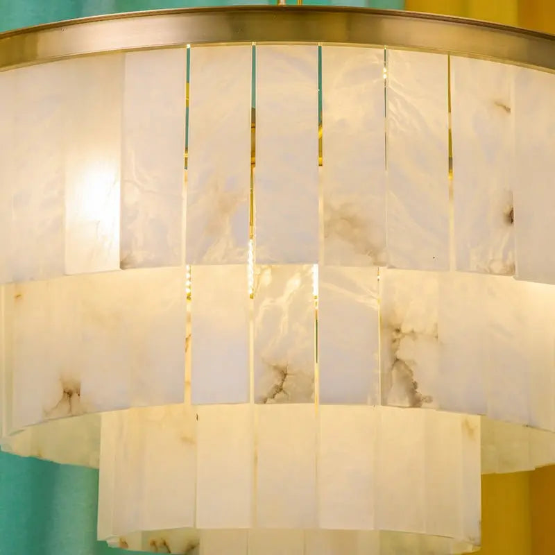 Alabaster Multi-Tiered Round Chandelier Lighting