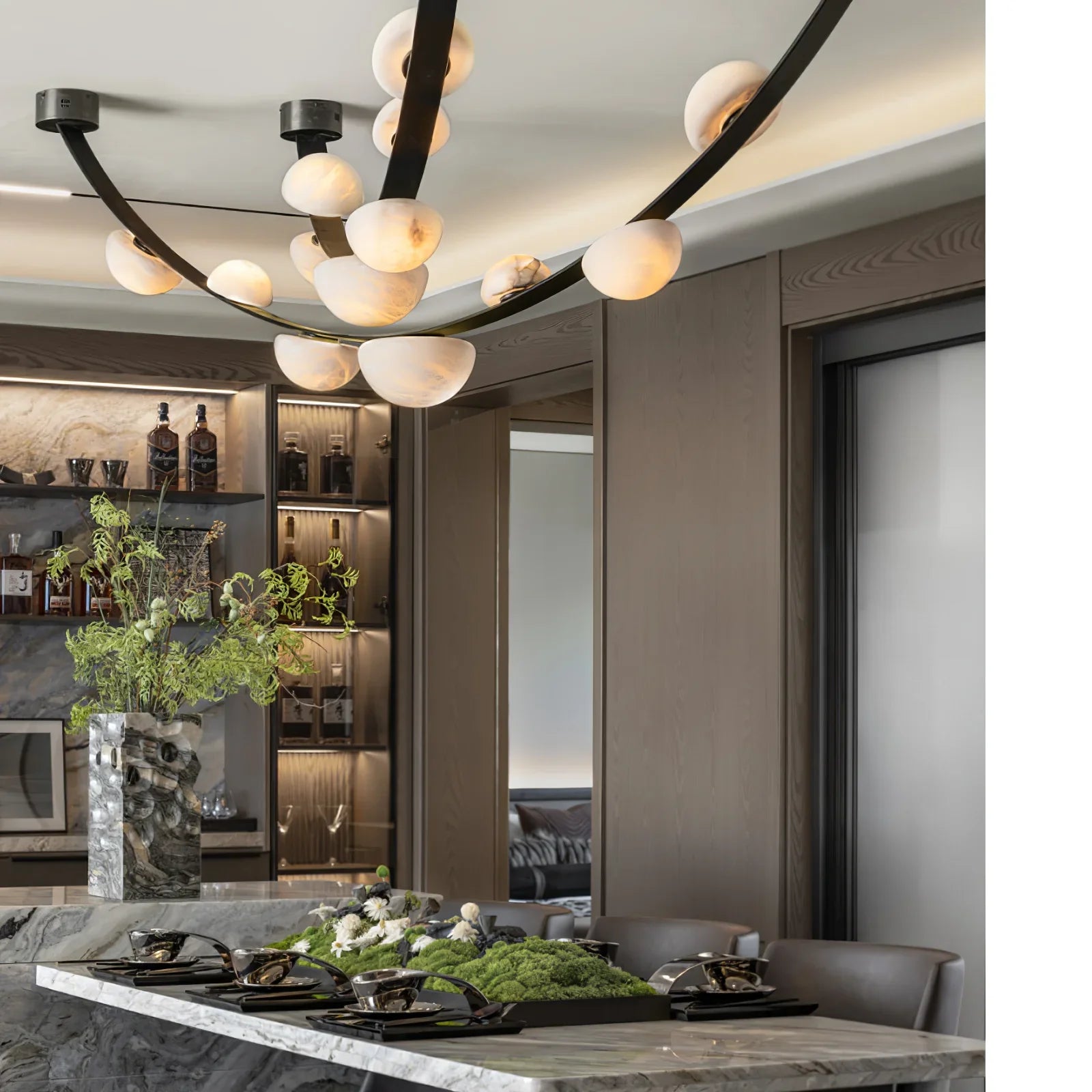 Alex Modern Dew Drops Alabaster Chandelier
