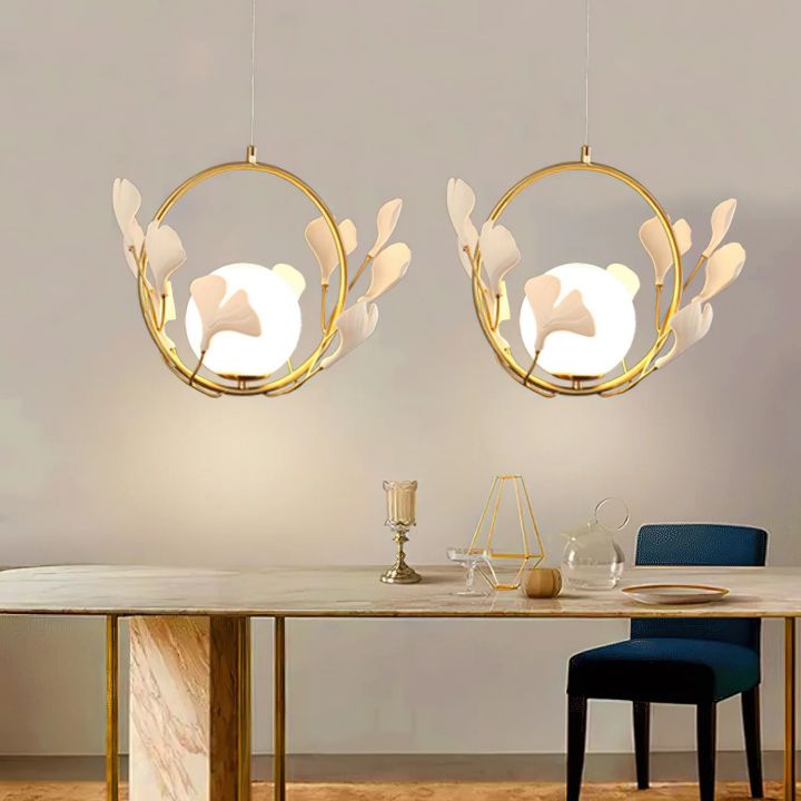Gliss Ceramic Gingko Kitchen Island Pendant Lamp