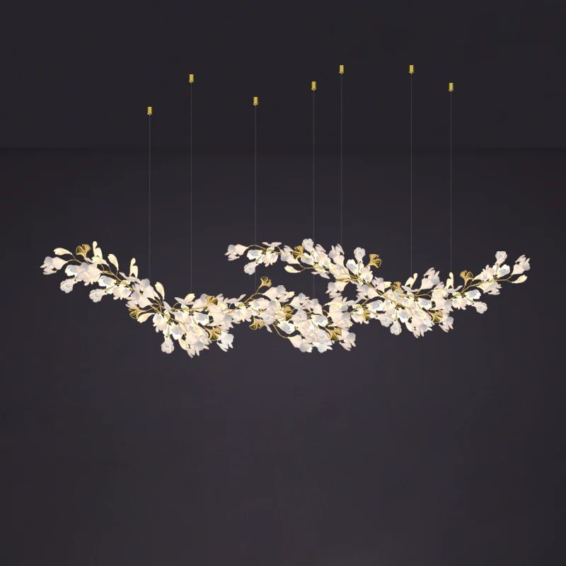 Gliss Ceramic Ginkgo Branch Chandelier for Living Room