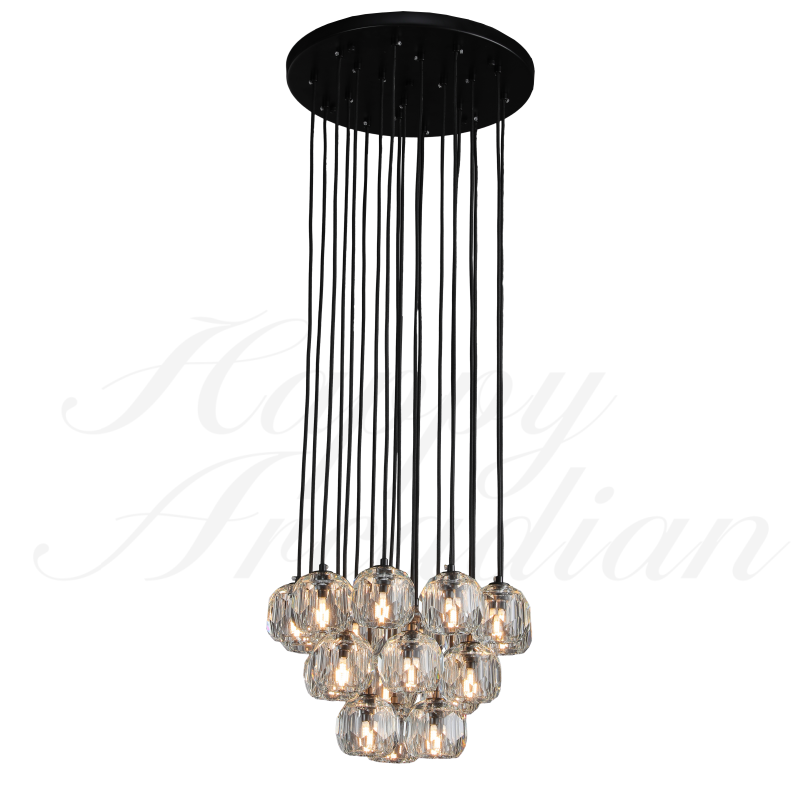 HA Bola De Crystal Round Cluster Chandelier 30" 40''