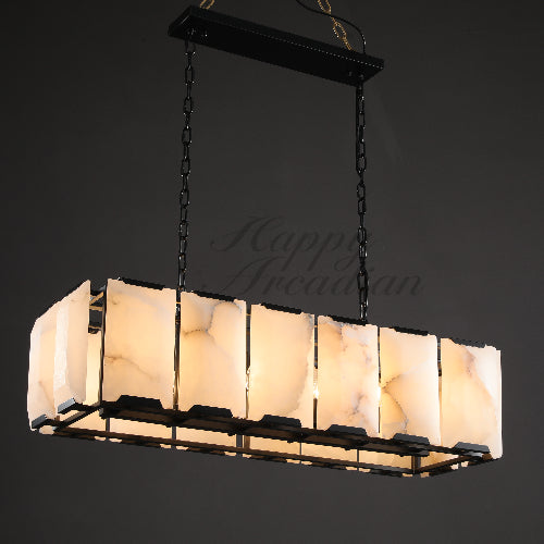 Halloway Calcite Rectangular Chandelier for Dining Room Bedroom