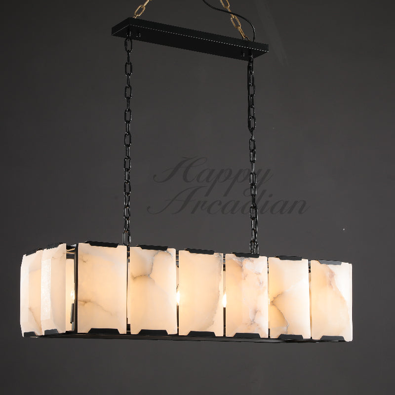 Halloway Calcite Rectangular Chandelier for Dining Room Bedroom
