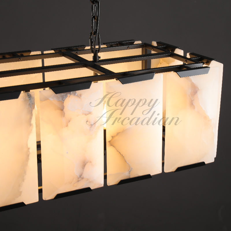 Halloway Calcite Rectangular Chandelier for Dining Room Bedroom