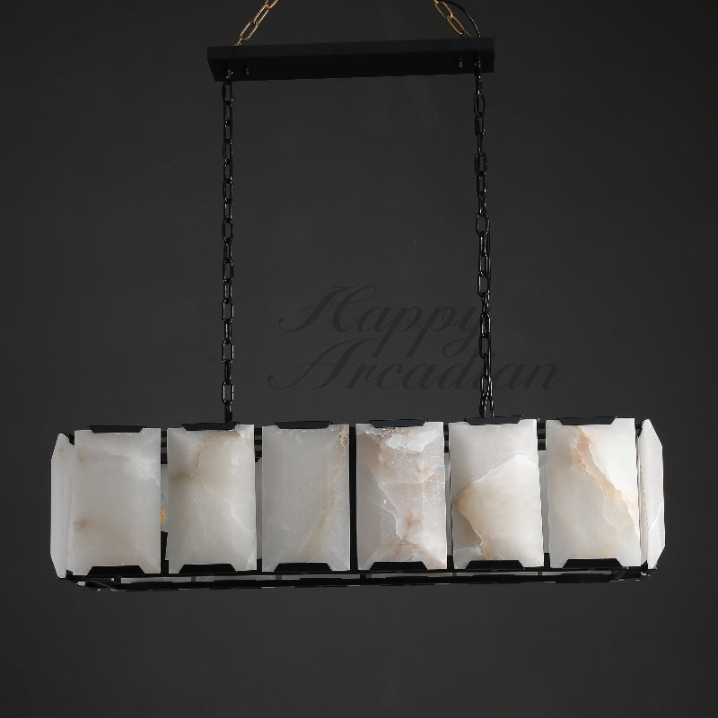 Halloway Calcite Rectangular Chandelier for Dining Room Bedroom
