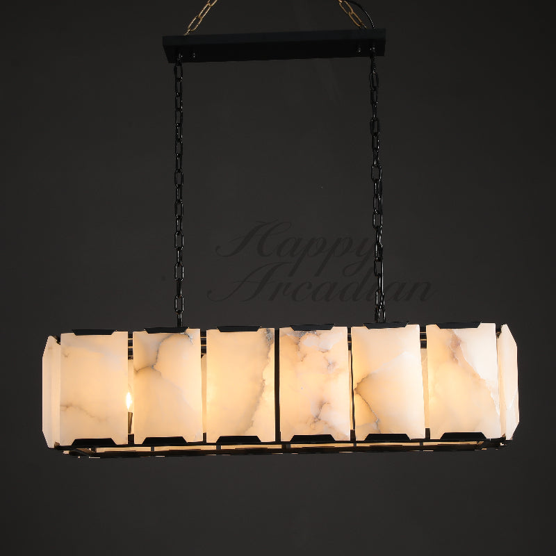 Halloway Calcite Rectangular Chandelier for Dining Room Bedroom