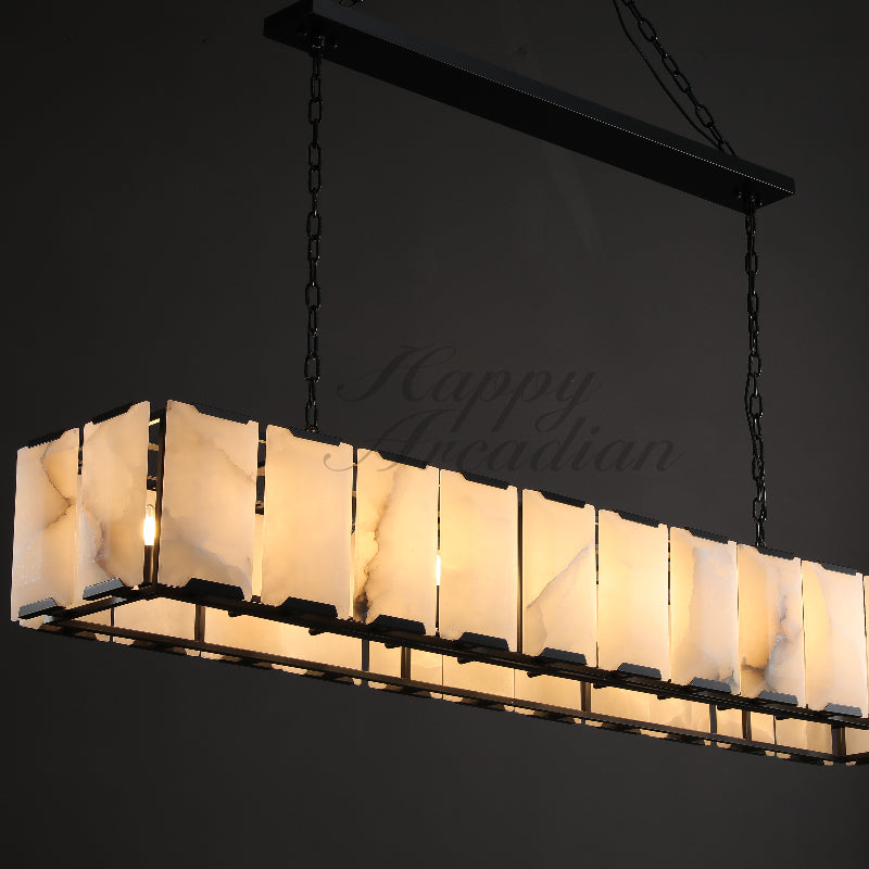 Halloway Calcite Rectangular Chandelier for Dining Room Bedroom