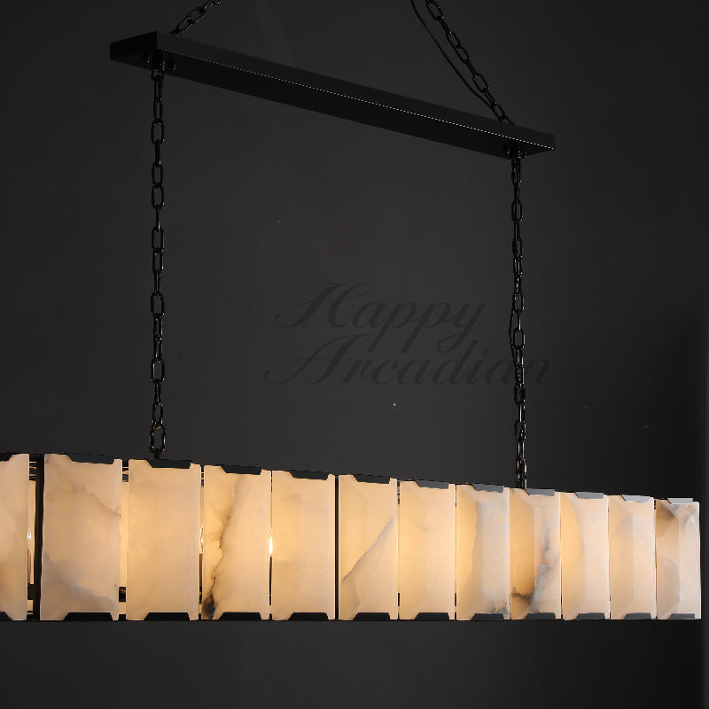 Halloway Calcite Rectangular Chandelier for Dining Room Bedroom