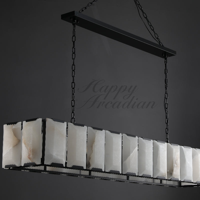 Halloway Calcite Rectangular Chandelier for Dining Room Bedroom
