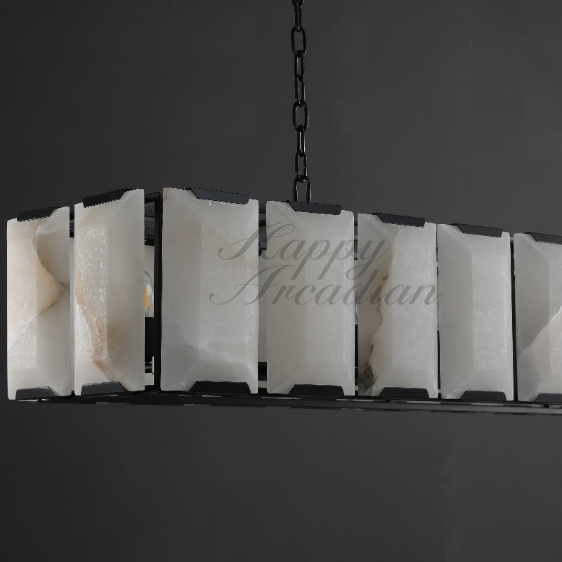 Halloway Calcite Rectangular Chandelier for Dining Room Bedroom