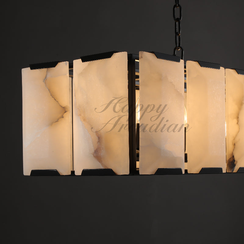 Halloway Calcite Rectangular Chandelier for Dining Room Bedroom