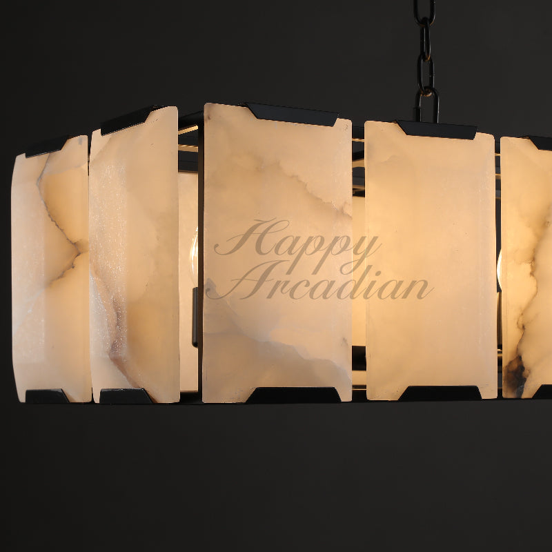 Halloway Calcite Rectangular Chandelier for Dining Room Bedroom