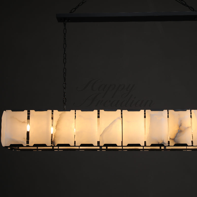 Halloway Calcite Rectangular Chandelier for Dining Room Bedroom