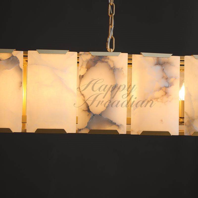 Halloway Calcite Rectangular Chandelier for Dining Room Bedroom