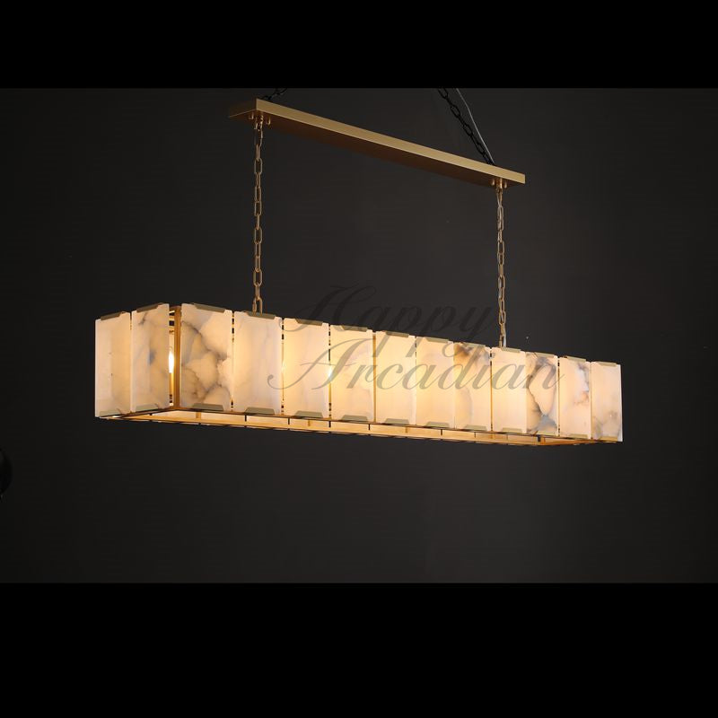 Halloway Calcite Rectangular Chandelier for Dining Room Bedroom