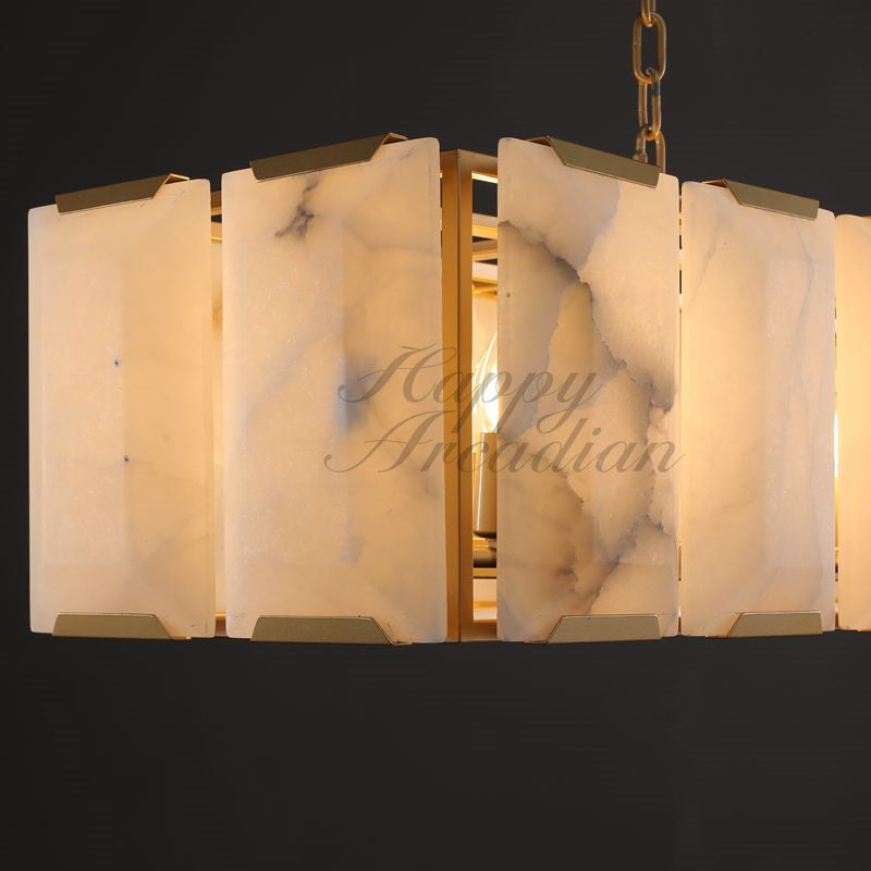 Halloway Calcite Rectangular Chandelier for Dining Room Bedroom
