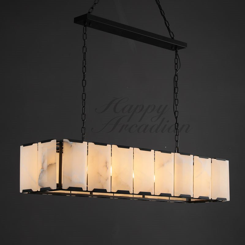 Halloway Calcite Rectangular Chandelier for Dining Room Bedroom