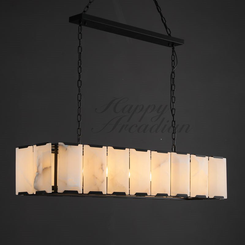 Halloway Calcite Rectangular Chandelier for Dining Room Bedroom