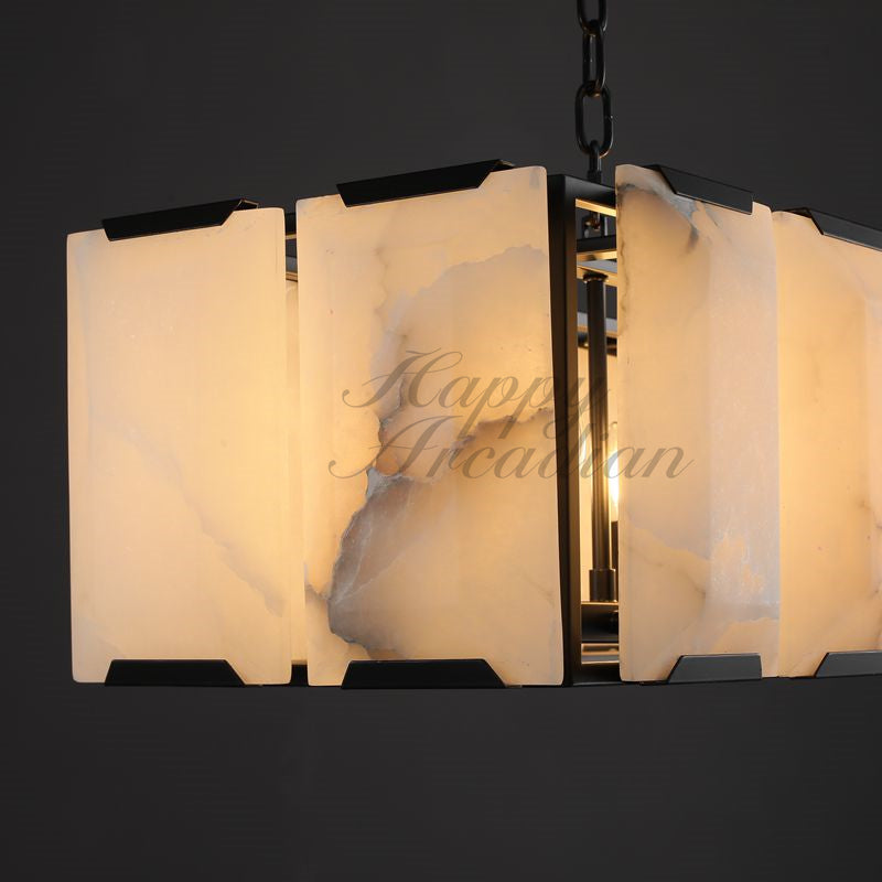 Halloway Calcite Rectangular Chandelier for Dining Room Bedroom