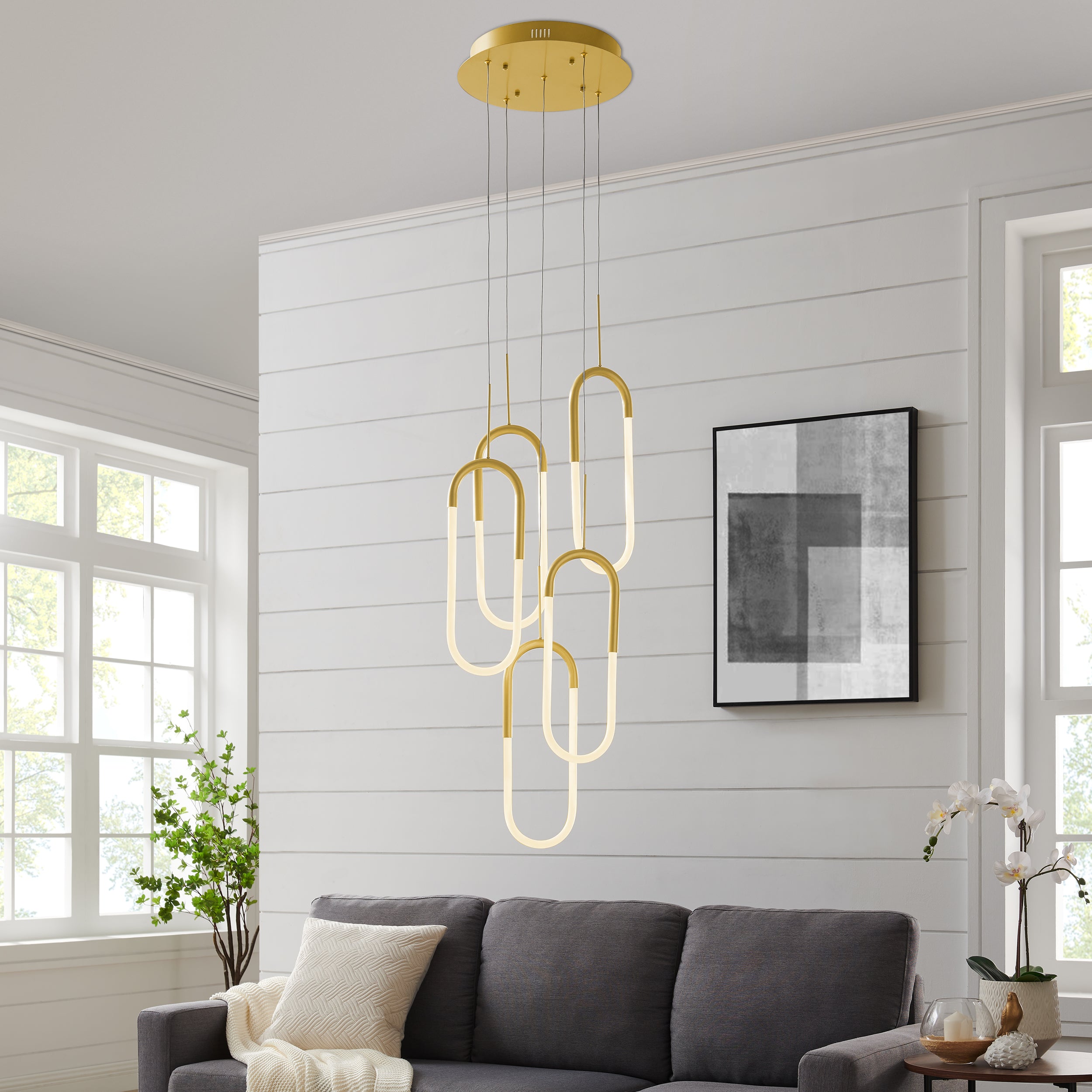 LED Five Clips Chandelier // Sandy Gold