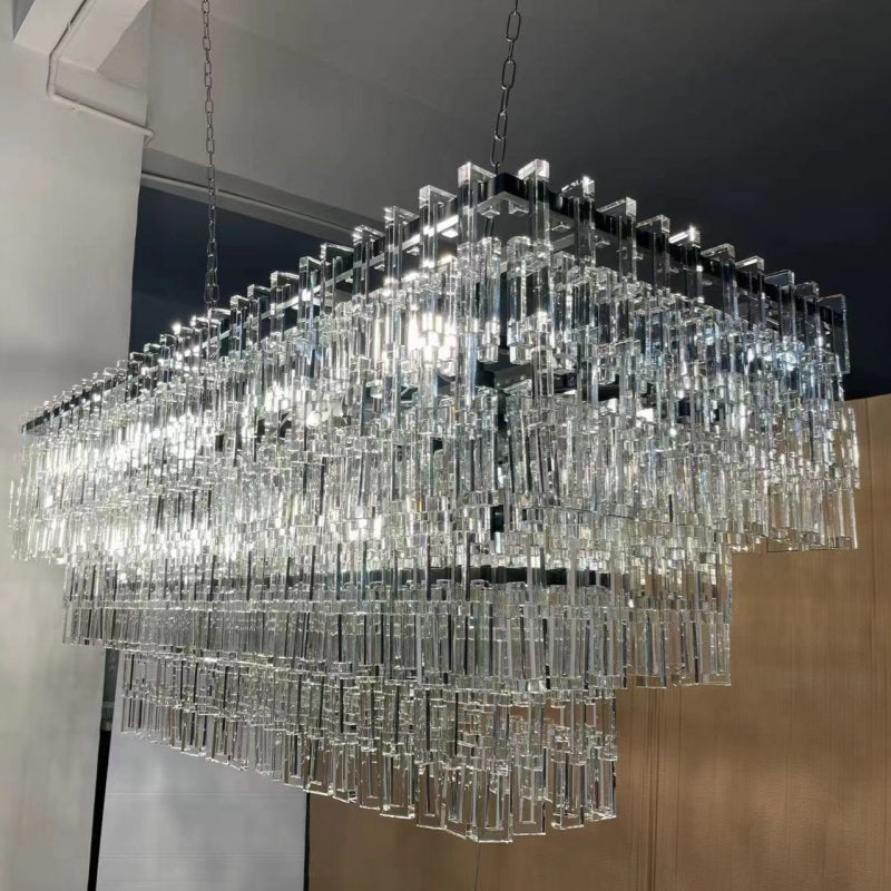 Seraphina Tiered K9 Crystal Rectangle Chandelier