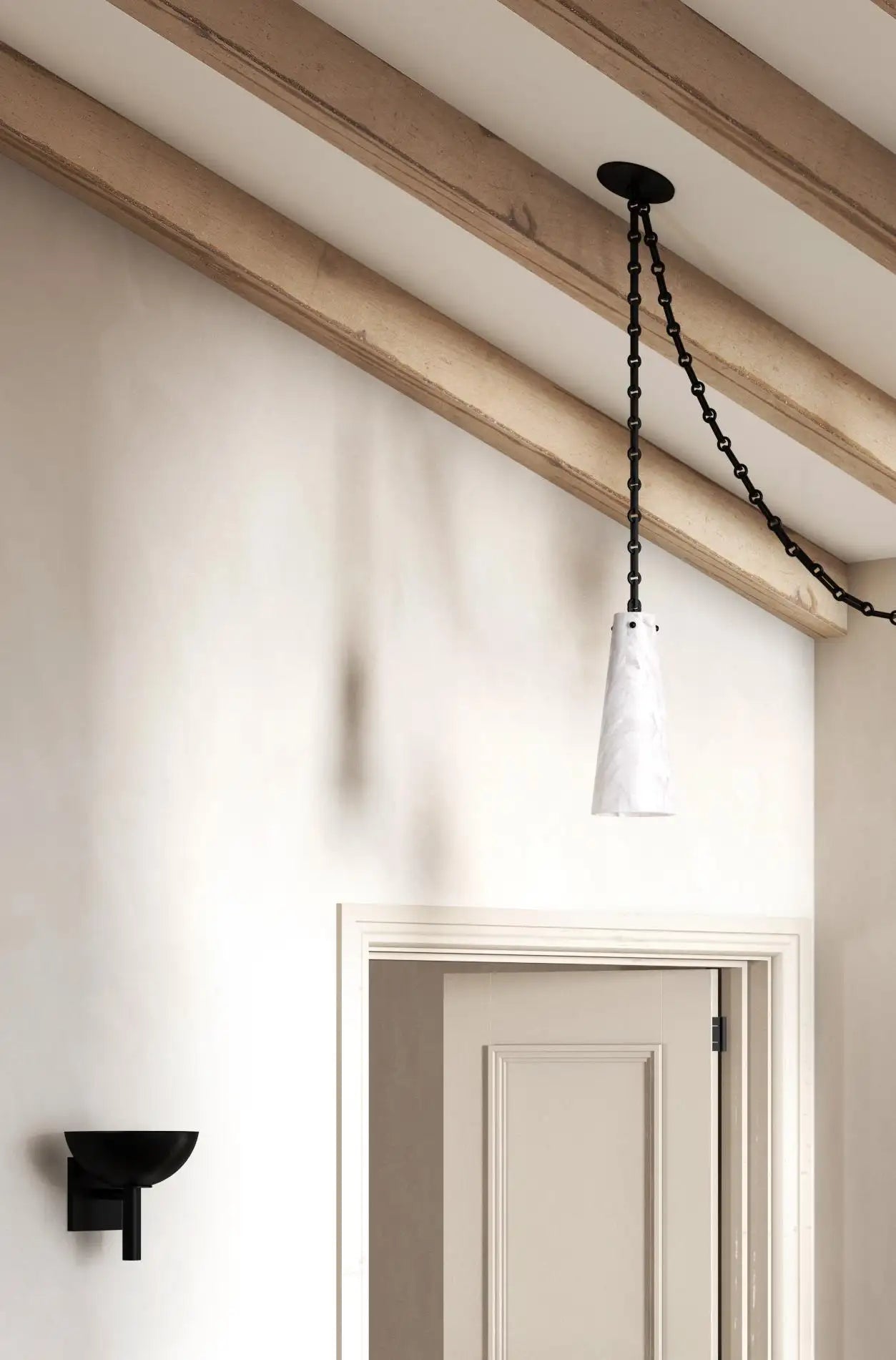 Contemporary Casey Chandelier in Alabaster, 3-Light Vintage Alabaster Pendant Cluster